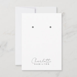 Modern Personalized Name Grey Tones Earring Card