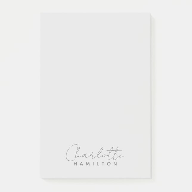 Modern Personalized Name Grey Tones Post-it Notes (Front)