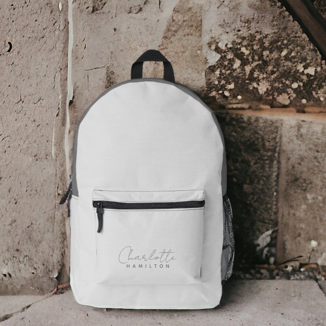 Modern Personalized Name Grey Tones Printed Backpack (Modern Personalized Name Grey Tones Printed Backpack from Ricaso. Available in other colors in store)
