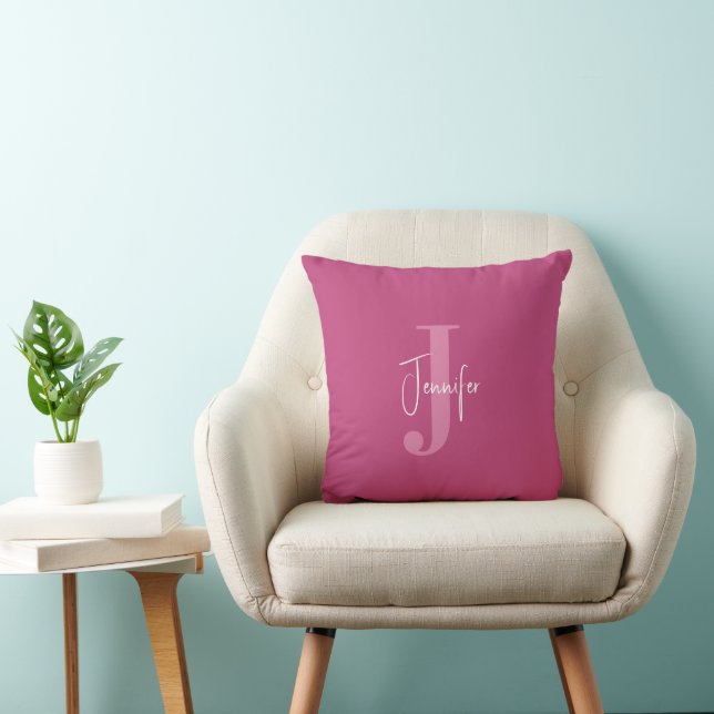 Modern Personalized Name Initial Monogram Girly  Throw Pillow (Chair)