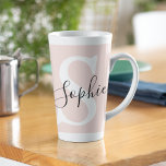Modern Personalized Name Monogram Pastel Pink Latte Mug<br><div class="desc">Modern Personalized Name Monogram Pastel Pink</div>
