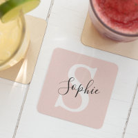 Modern Personalized Name Monogram Pastel Pink