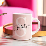 Modern Personalized Name Monogram Pastel Pink Two-Tone Coffee Mug<br><div class="desc">Modern Personalized Name Monogram Pastel Pink</div>