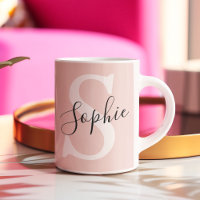 Modern Personalized Name Monogram Pastel Pink
