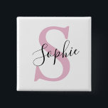 Modern Personalized Name Monogram Pink 2 Inch Square Button<br><div class="desc">Modern Personalized Name Monogram Pink</div>