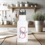 Modern Personalized Name Monogram Pink 532 Ml Water Bottle<br><div class="desc">Modern Personalized Name Monogram Pink</div>