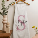 Modern Personalized Name Monogram Pink Apron<br><div class="desc">Modern Personalized Name Monogram Pink</div>