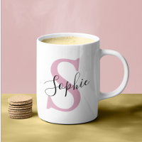 Modern Personalized Name Monogram Pink