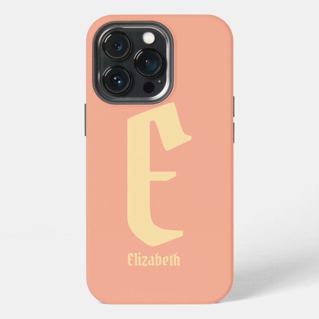 Modern Personalized Name Monogram Pink iPhone case (Back)
