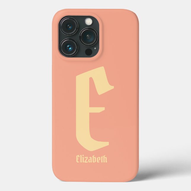 Modern Personalized Name Monogram Pink iPhone case (Back)