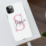 Modern Personalized Name Monogram Pink iPhone 11Pro Max Case<br><div class="desc">Modern Personalized Name Monogram Pink</div>