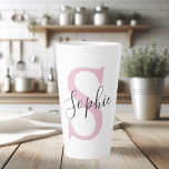 Modern Personalized Name Monogram Pink Latte Mug<br><div class="desc">Modern Personalized Name Monogram Pink</div>