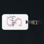 Modern Personalized Name Monogram Pink Luggage Tag<br><div class="desc">Modern Personalized Name Monogram Pink</div>