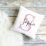 Modern Personalized Name Monogram Pink Outdoor Pillow<br><div class="desc">Modern Personalized Name Monogram Pink</div>