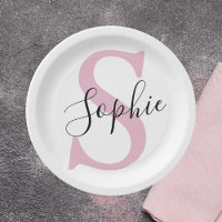 Modern Personalized Name Monogram Pink