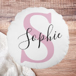 Modern Personalized Name Monogram Pink Round Pillow<br><div class="desc">Modern Personalized Name Monogram Pink</div>