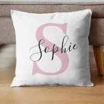 Modern Personalized Name Monogram Pink Throw Pillow<br><div class="desc">Modern Personalized Name Monogram Pink</div>