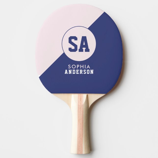 Modern Personalized Name Pink And Blue Ping Pong Paddle (Front)