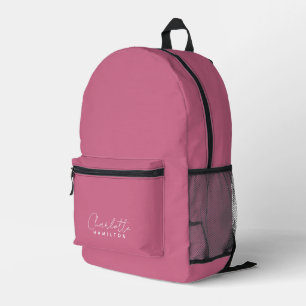 Modern Personalized Name Pink Tones Printed Backpack