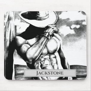 Modern Personalized Name Western Cowboy Cool Art Mouse Pad