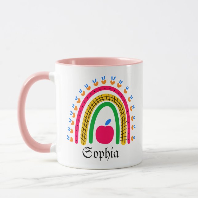 Modern Personalized Name With Rainbow Mug (Left)