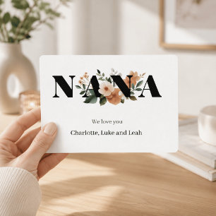 Modern Personalized Nana Floral Card
