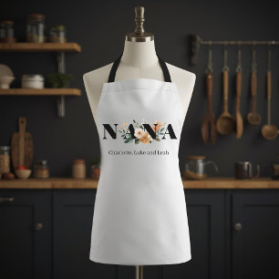 Modern Personalized Nana Floral Gift Apron