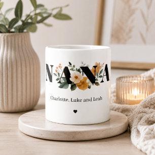 Modern Personalized Nana Floral Gift Coffee Mug