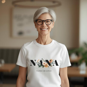 Modern Personalized Nana Floral Gift T-Shirt