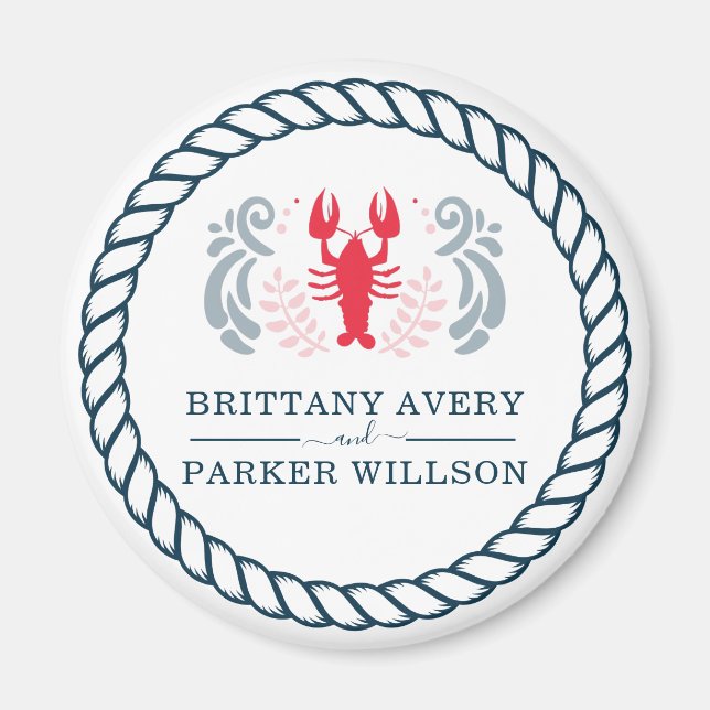 Modern Personalized Nautical Wedding Magnet (Front)