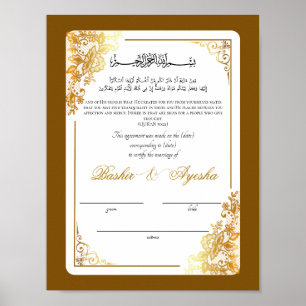 Modern Personalized Nikkah Marriage Certificate Poster