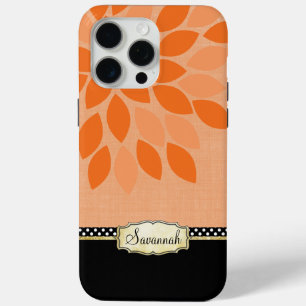 Modern Personalized Orange Black Gold iPhone Case