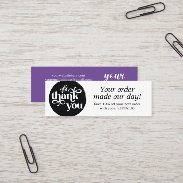 Modern  Personalized Order Circle Thank You Card (Front/Back In Situ)