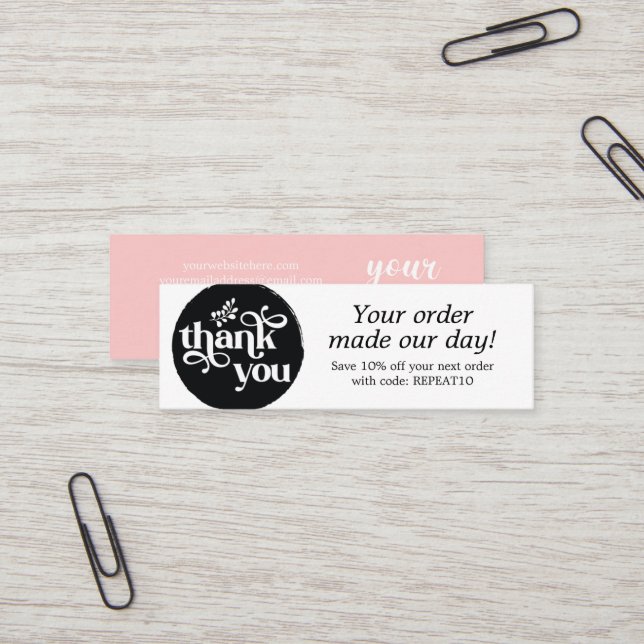 Modern  Personalized Order Circle Thank You Card (Front/Back In Situ)