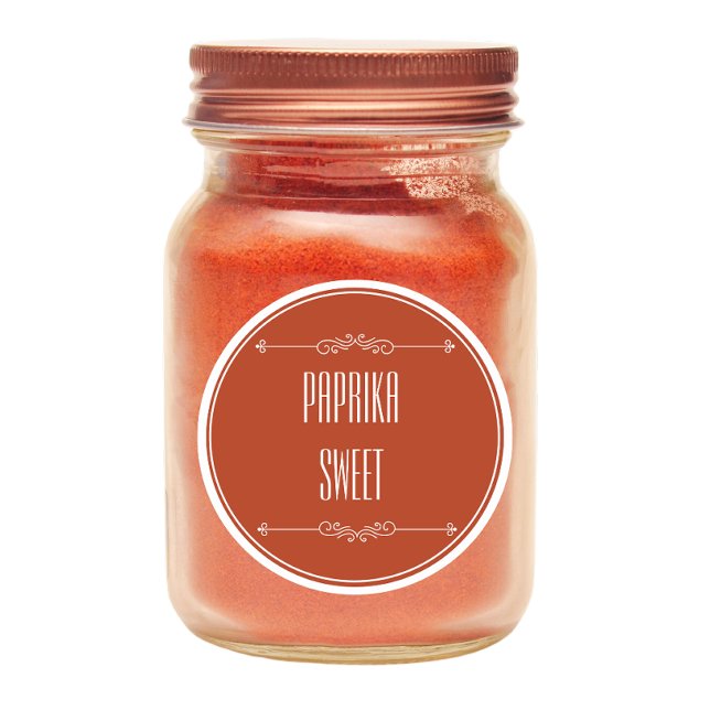 Modern Personalized Paprika Sweet Red White Text Classic Round Sticker (paprika sweet labels )