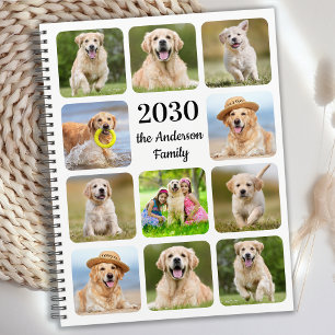 Modern Personalized Pet Dog Family Kids Photo Year Planner