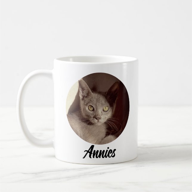 Modern personalized pet name and photo mug (Left)