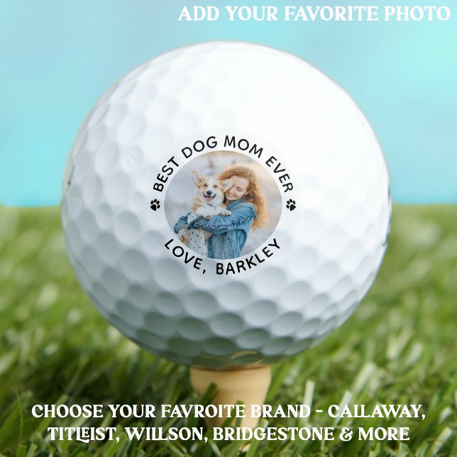 Modern Personalized Pet Photo Best DOG MOM Ever Golf Balls (Creator Uploaded)