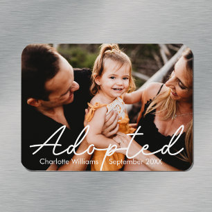 Modern Personalized Photo Adoption Announcement Magnet