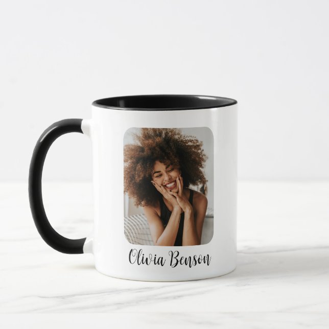 Modern Personalized Photo and Name Create your own Mug (Left)