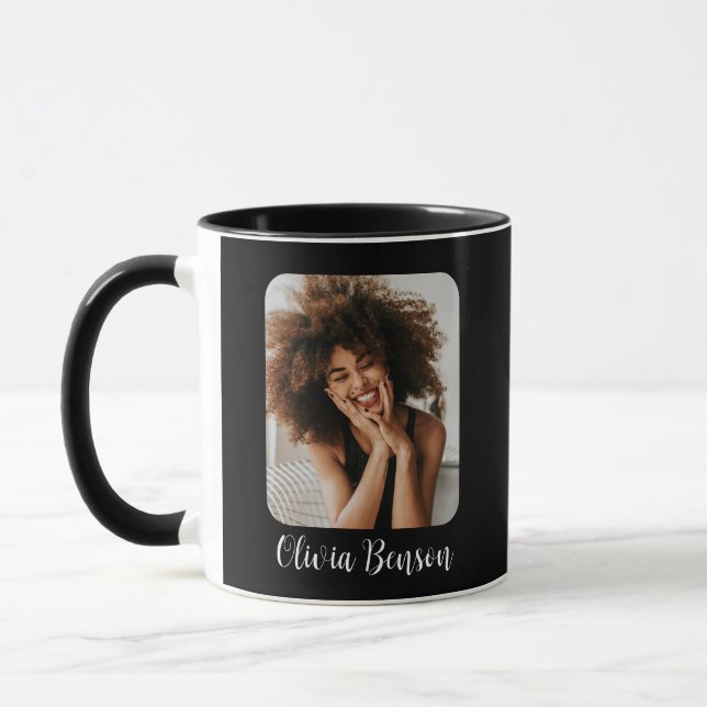 Modern Personalized Photo and Name Create your own Mug (Left)