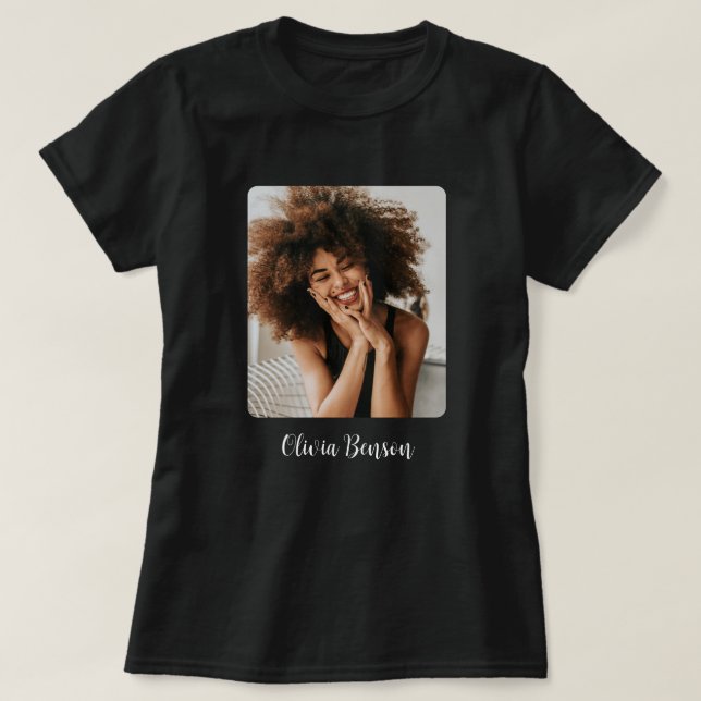 Modern Personalized Photo and Name Create your own T-Shirt (Design Front)