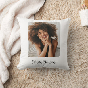 Modern Personalized Photo and Name Create your own Throw Pillow
