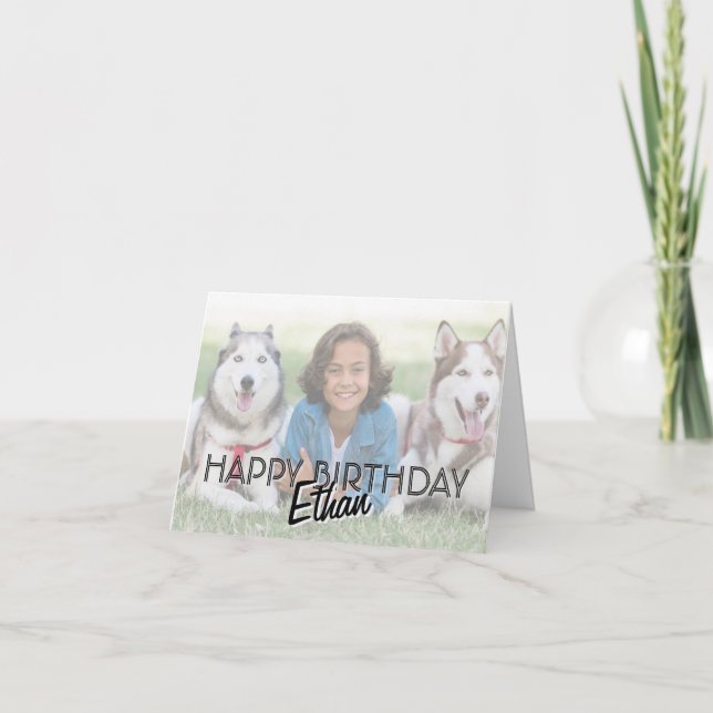 Modern Personalized Photo Birthday Card Custom  (Front)