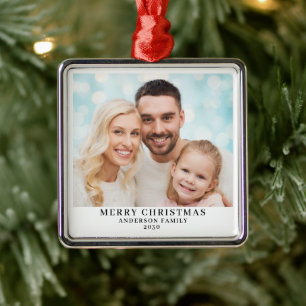 Modern Personalized Photo Christmas Metal Ornament