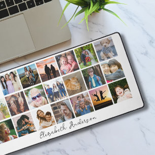Modern Personalized Photo Collage Desk Mat