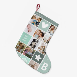 Modern Personalized Photo Collage Keepsake Small Christmas Stocking