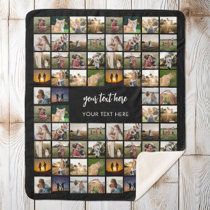 Modern Personalized Photo Collage Sherpa Blanket