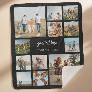 Modern Personalized Photo Collage Sherpa Blanket