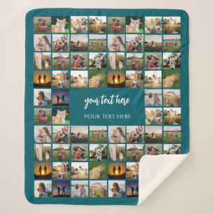 Modern Personalized Photo Collage Sherpa Blanket